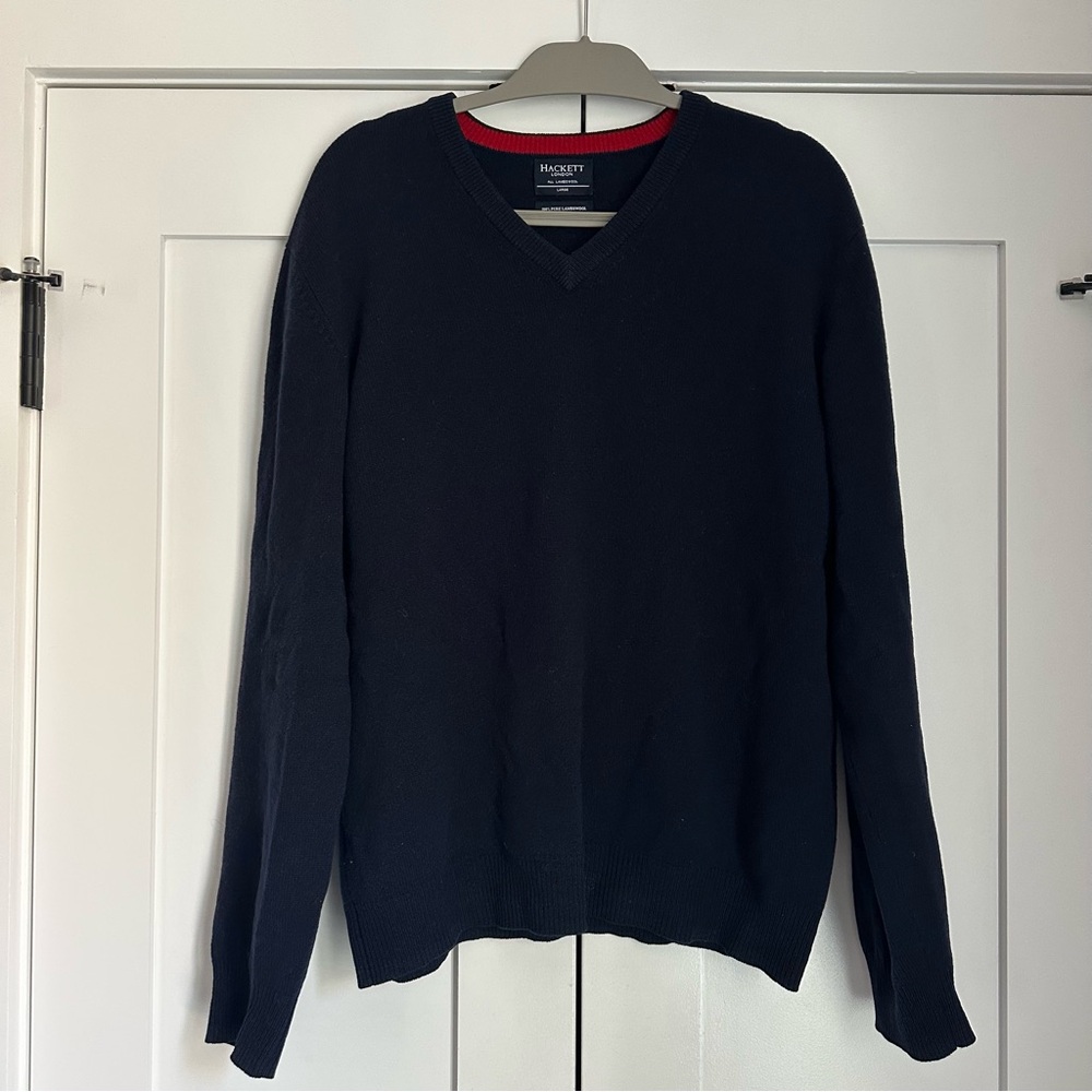 Hackett 100% Pure Lambswool Navy Sweater, Large